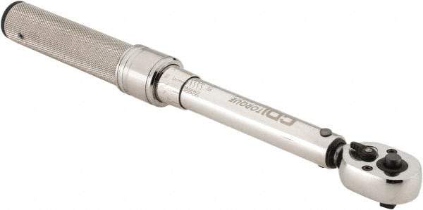 CDI - 1/4" Drive Micrometer Torque Wrench - 10 In/Lb to 50 In/Lb Torque, 10-1/8" OAL, 0.5 N/m Graduation, Pear Head - Top Tool & Supply