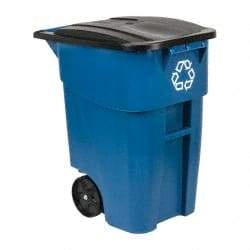 Rubbermaid - 50 Gal Blue Rectangle Recycling Container - Polyethylene, 36-1/2" High x 28-1/2" Long x 23.38" Wide - Top Tool & Supply