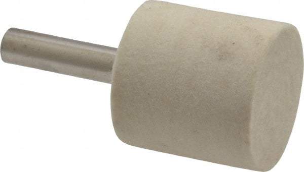 Value Collection - 1" Diam, 1/4" Shank Diam, Cylinder Shaped Mounted Bob - Hard Density, 1" Head Length, Wool Felt - Top Tool & Supply