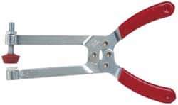 De-Sta-Co - 4448.22 N Load Capacity, 2.91" Throat Depth, 6.8" OAL, Carbon Steel, C Style Plier Clamp - 2.83" Max Jaw Capacity, M6x1 Spindle, 2.83" Open Throat Height, Red Handle, Spindle End - Top Tool & Supply