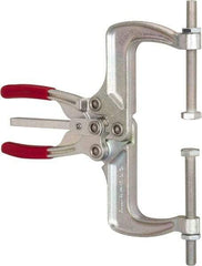 De-Sta-Co - 4448.22 N Load Capacity, 2.56" Throat Depth, 9.15" OAL, Carbon Steel, C Style Plier Clamp - 7.92" Max Jaw Capacity, M10x1.25 Spindle, 7.92" Open Throat Height, Red Handle, Spindle End - Top Tool & Supply