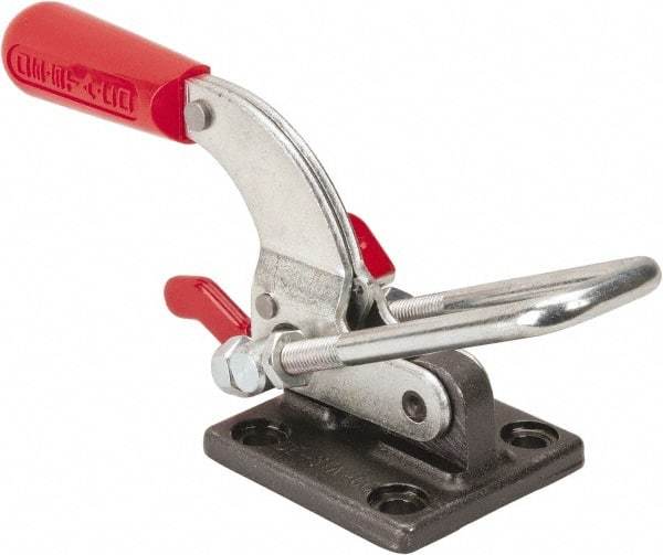 De-Sta-Co - 4,000 Lb Capacity, Horizontal, U Hook, Flanged Base, Carbon Steel Pull Action Latch Clamp - 3-1/2" Drawing Movement, 10.19" OAL, Threaded U Hook, Straight Handle - Top Tool & Supply