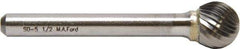 M.A. Ford - 6.4mm Cut Diam, 3mm Shank Diam, Ball Head Double Cut Burr - Carbide, Radius End, 5.6mm LOC, 44mm OAL - Top Tool & Supply