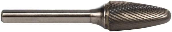 M.A. Ford - 1/4" Cut Diam, 1/8" Shank Diam, Tree with Radius Head Double Cut Burr - Carbide, Radius End, 1/2" LOC, 2" OAL - Top Tool & Supply