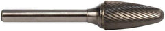 M.A. Ford - 1/4" Cut Diam, 1/4" Shank Diam, Tree with Radius Head Single Cut Burr - Carbide, Radius End, 5/8" LOC, 6-5/8" OAL - Top Tool & Supply