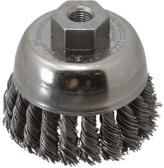 Weiler - 2-3/4" Diam, 3/8-24 Threaded Arbor, Steel Fill Cup Brush - 0.02 Wire Diam, 7/8" Trim Length, 14,000 Max RPM - Top Tool & Supply