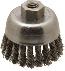 Weiler - 2-3/4" Diam, 1/2-13 Threaded Arbor, Steel Fill Cup Brush - 0.02 Wire Diam, 7/8" Trim Length, 14,000 Max RPM - Top Tool & Supply