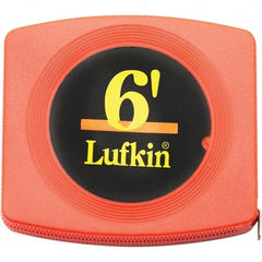 Lufkin - 6' x 1/4" Yellow Steel Blade Tape Measure - 1/16" Graduation, Inch Graduation Style, Black Vinyl Clad Steel Case - Top Tool & Supply