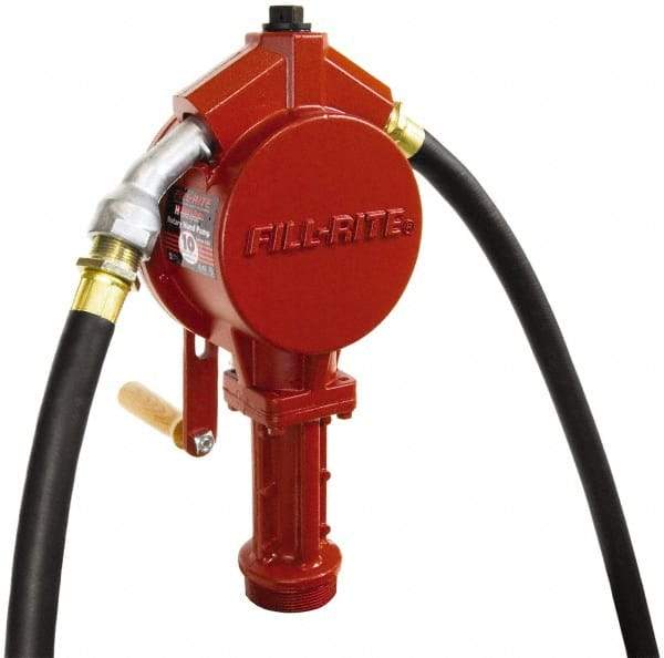 Tuthill - 3/4" Outlet, Cast Aluminum Hand Operated Rotary Pump - 12.8 oz per Stroke, 24" OAL, For Gasoline, Diesel Fuel, Lightweight Oil & Kerosene - Top Tool & Supply