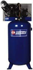 Campbell Hausfeld - 5 hp, 80 Gal Stationary Electric Vertical Air Compressor - Single Phase, 175 Max psi, 13.7 CFM, 230 Volt - Top Tool & Supply