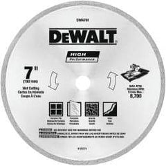 DeWALT - 7" Diam, 5/8 & 7/8" Arbor Hole Diam, Wet & Dry Cut Saw Blade - Diamond-Tipped, Straight Action, Standard Round Arbor - Top Tool & Supply