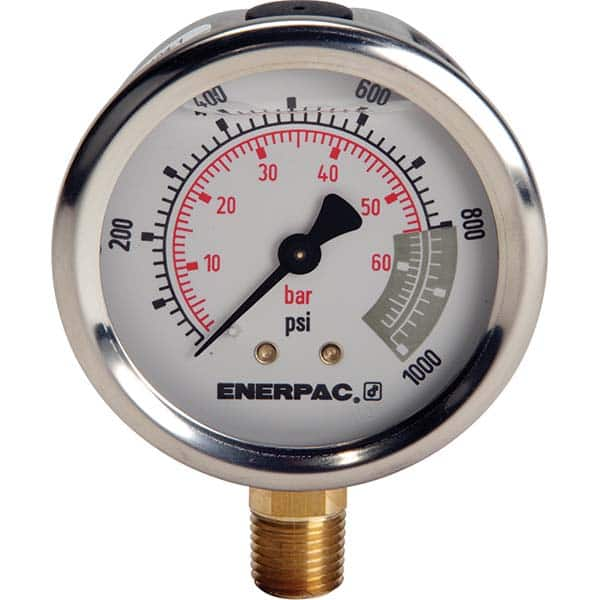 Enerpac - Hydraulic Pressure Gages & Adapters Type: Glycerine Filled Pressure Rating: 600 - Top Tool & Supply