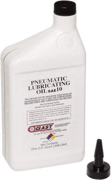 Gast - 1 Qt Air Compressor Lubricating Oil - Use with Gast Lubricated Vacuum Pumps, Air Compressors and Air Motors - Top Tool & Supply