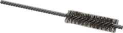 Made in USA - 1/2" Diam Helical Stainless Steel Tube Brush - Double Spiral, 0.006" Filament Diam, 2" Brush Length, 5" OAL, 0.162" Diam Galvanized Steel Shank - Top Tool & Supply