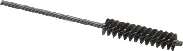 Made in USA - 3/8" Diam Helical Steel Tube Brush - Double Spiral, 0.005" Filament Diam, 1-1/2" Brush Length, 4" OAL, 1/8" Diam Galvanized Steel Shank - Top Tool & Supply