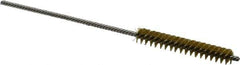 Made in USA - 1/4" Diam Helical Brass Tube Brush - Double Spiral, 0.005" Filament Diam, 1-1/2" Brush Length, 4" OAL, 0.091" Diam Stainless Steel Shank - Top Tool & Supply