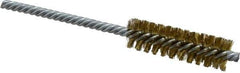 Made in USA - 5/8" Diam Helical Brass Tube Brush - Double Spiral, 0.005" Filament Diam, 2" Brush Length, 5" OAL, 0.208" Diam Galvanized Steel Shank - Top Tool & Supply