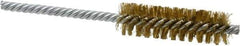 Made in USA - 3/4" Diam Helical Brass Tube Brush - Double Spiral, 0.006" Filament Diam, 2-1/2" Brush Length, 5-1/2" OAL, 0.237" Diam Galvanized Steel Shank - Top Tool & Supply