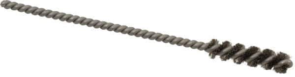 Made in USA - 1/4" Diam Helical Stainless Steel Tube Brush - 0.004" Filament Diam, 1" Brush Length, 3-1/2" OAL, 0.11" Diam Stainless Steel Shank - Top Tool & Supply