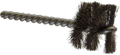 Made in USA - 1-1/4" Diam Helical Stainless Steel Tube Brush - Single Spiral, 0.008" Filament Diam, 1" Brush Length, 3-1/2" OAL, 0.248" Diam Stainless Steel Shank - Top Tool & Supply