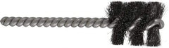 Made in USA - 7/8" Diam Helical Steel Tube Brush - Single Spiral, 0.006" Filament Diam, 1" Brush Length, 3-1/2" OAL, 0.213" Diam Stainless Steel Shank - Top Tool & Supply