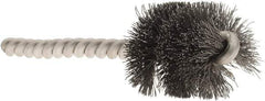 Made in USA - 1" Diam Helical Steel Tube Brush - Single Spiral, 0.008" Filament Diam, 1" Brush Length, 3-1/2" OAL, 0.248" Diam Stainless Steel Shank - Top Tool & Supply