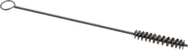 PRO-SOURCE - 2" Long x 3/8" Diam Stainless Steel Twisted Wire Bristle Brush - Single Spiral, 8" OAL, 0.006" Wire Diam, 0.11" Shank Diam - Top Tool & Supply