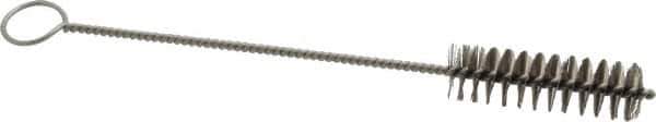 PRO-SOURCE - 2-1/2" Long x 3/4" Diam Stainless Steel Twisted Wire Bristle Brush - Single Spiral, 9" OAL, 0.008" Wire Diam, 0.142" Shank Diam - Top Tool & Supply