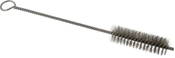 PRO-SOURCE - 3" Long x 7/8" Diam Stainless Steel Twisted Wire Bristle Brush - Single Spiral, 10" OAL, 0.008" Wire Diam, 0.162" Shank Diam - Top Tool & Supply