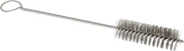 PRO-SOURCE - 3" Long x 1" Diam Stainless Steel Twisted Wire Bristle Brush - Single Spiral, 10" OAL, 0.008" Wire Diam, 0.162" Shank Diam - Top Tool & Supply