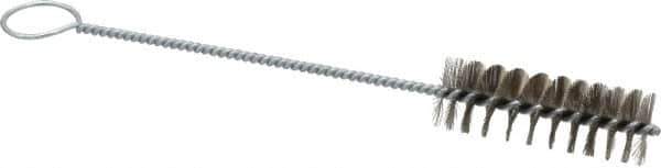 PRO-SOURCE - 3" Long x 1" Diam Stainless Steel Twisted Wire Bristle Brush - Single Spiral, 10" OAL, 0.008" Wire Diam, 0.16" Shank Diam - Top Tool & Supply