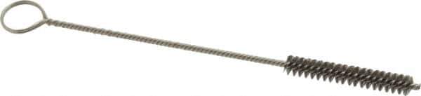 Made in USA - 1-1/2" Long x 1/4" Diam Stainless Steel Twisted Wire Bristle Brush - Double Spiral, 5-1/2" OAL, 0.003" Wire Diam, 0.062" Shank Diam - Top Tool & Supply