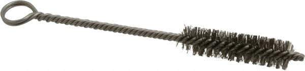 Made in USA - 2" Long x 1/2" Diam Stainless Steel Twisted Wire Bristle Brush - Double Spiral, 5-1/2" OAL, 0.006" Wire Diam, 0.11" Shank Diam - Top Tool & Supply