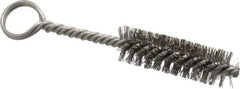 Made in USA - 2-1/2" Long x 3/4" Diam Stainless Steel Twisted Wire Bristle Brush - Double Spiral, 5-1/2" OAL, 0.01" Wire Diam, 0.162" Shank Diam - Top Tool & Supply