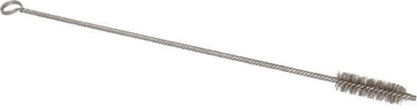Made in USA - 2-1/2" Long x 3/4" Diam Stainless Steel Twisted Wire Bristle Brush - Double Spiral, 18" OAL, 0.006" Wire Diam, 0.162" Shank Diam - Top Tool & Supply