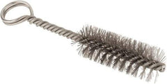 Made in USA - 2-1/2" Long x 7/8" Diam Stainless Steel Twisted Wire Bristle Brush - Double Spiral, 5-1/2" OAL, 0.01" Wire Diam, 0.162" Shank Diam - Top Tool & Supply