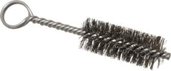 Made in USA - 2-1/2" Long x 1" Diam Stainless Steel Twisted Wire Bristle Brush - Double Spiral, 5-1/2" OAL, 0.01" Wire Diam, 0.162" Shank Diam - Top Tool & Supply