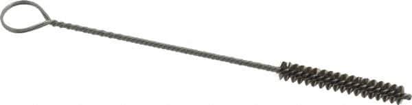 Made in USA - 1-1/2" Long x 1/4" Diam Stainless Steel Twisted Wire Bristle Brush - Double Spiral, 5-1/2" OAL, 0.003" Wire Diam, 0.091" Shank Diam - Top Tool & Supply