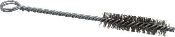 Made in USA - 2" Long x 1/2" Diam Stainless Steel Twisted Wire Bristle Brush - Double Spiral, 5-1/2" OAL, 0.006" Wire Diam, 0.162" Shank Diam - Top Tool & Supply