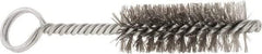 Made in USA - 2-1/2" Long x 7/8" Diam Stainless Steel Twisted Wire Bristle Brush - Double Spiral, 5-1/2" OAL, 0.01" Wire Diam, 0.235" Shank Diam - Top Tool & Supply