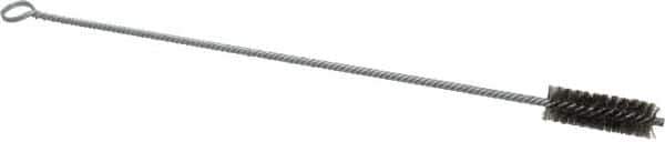 Made in USA - 2-1/2" Long x 7/8" Diam Stainless Steel Twisted Wire Bristle Brush - Double Spiral, 18" OAL, 0.006" Wire Diam, 0.235" Shank Diam - Top Tool & Supply