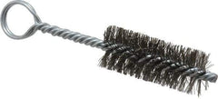 Made in USA - 2-1/2" Long x 1" Diam Stainless Steel Twisted Wire Bristle Brush - Double Spiral, 5-1/2" OAL, 0.01" Wire Diam, 0.235" Shank Diam - Top Tool & Supply