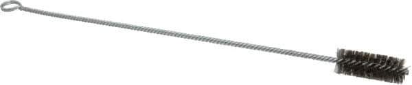 Made in USA - 2-1/2" Long x 1" Diam Stainless Steel Twisted Wire Bristle Brush - Double Spiral, 18" OAL, 0.006" Wire Diam, 0.235" Shank Diam - Top Tool & Supply