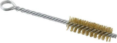 Made in USA - 2" Long x 5/8" Diam Brass Twisted Wire Bristle Brush - Double Spiral, 5-1/2" OAL, 0.008" Wire Diam, 0.209" Shank Diam - Top Tool & Supply