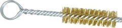 Made in USA - 2-1/2" Long x 3/4" Diam Brass Twisted Wire Bristle Brush - Double Spiral, 5-1/2" OAL, 0.01" Wire Diam, 0.235" Shank Diam - Top Tool & Supply