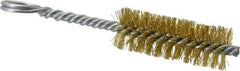 Made in USA - 2-1/2" Long x 7/8" Diam Brass Twisted Wire Bristle Brush - Double Spiral, 5-1/2" OAL, 0.01" Wire Diam, 0.235" Shank Diam - Top Tool & Supply