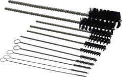 PRO-SOURCE - 11 Piece Nylon Hand Tube Brush Set - 3/4" to 1-1/2" Brush Length, 4" OAL, 0.034" Shank Diam, Includes Brush Diams 1/4", 5/16", 3/8", 1/2" & 3/4" - Top Tool & Supply