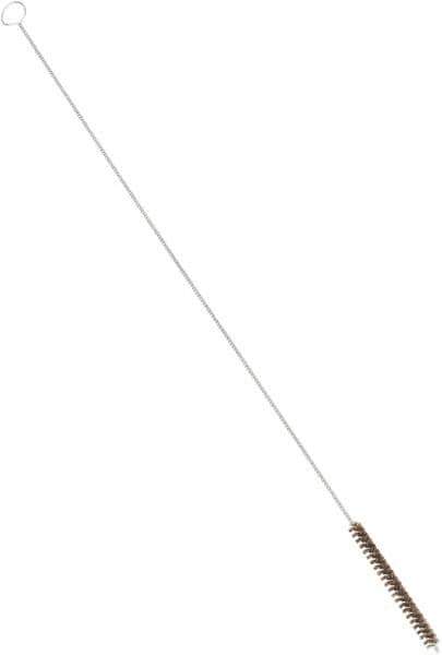 PRO-SOURCE - 4" Long x 3/8" Diam Horsehair Bristle Brush - Single Spiral, 26" OAL, 0.008" Filament Diam, 0.13" Shank Diam - Top Tool & Supply