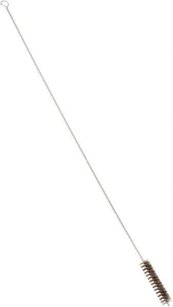 PRO-SOURCE - 4-1/2" Long x 1" Diam Horsehair Bristle Brush - Single Spiral, 40-1/2" OAL, 0.008" Filament Diam, 0.187" Shank Diam - Top Tool & Supply