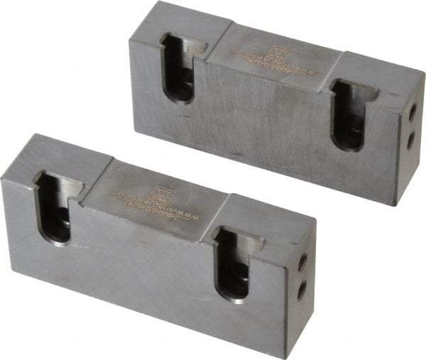 Snap Jaws - 4" Wide x 1-3/4" High x 1" Thick, Flat/No Step Vise Jaw - Soft, Steel, Fixed Jaw, Compatible with 4" Vises - Top Tool & Supply